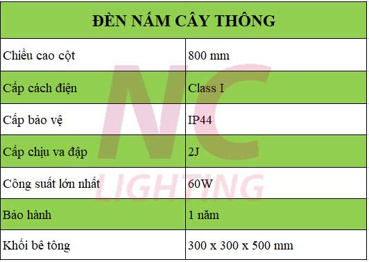 Đèn nấm cây thông 3 Báo giá đèn nấm cây thông