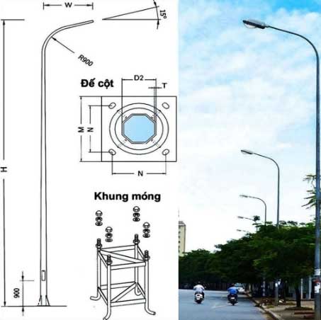 Khung móng cột đèn 
