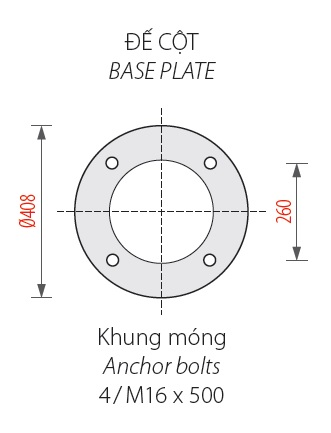 de-cot-khung-mong-cot-den-san-vuon-dc06, Cột Đèn Sân Vườn DC-09